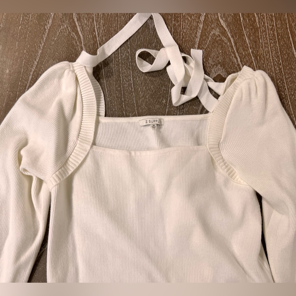 Z SUPPLY Women's Hadley Sweater Tie Top Size M NWOT - Picture 2 of 5